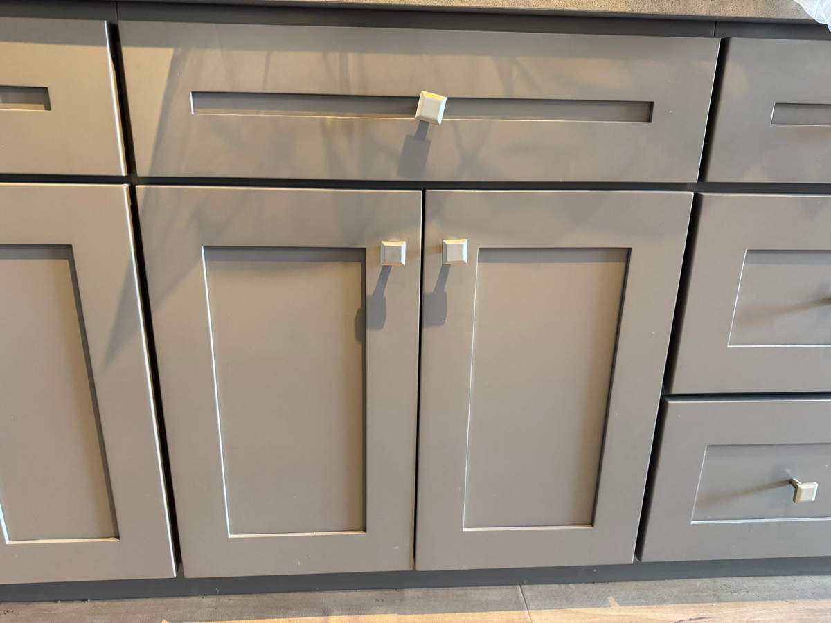 Dark grey shaker style cabinet